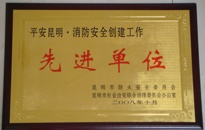 榮獲“昆明市消防安全創(chuàng)建工作先進(jìn)單位”稱號